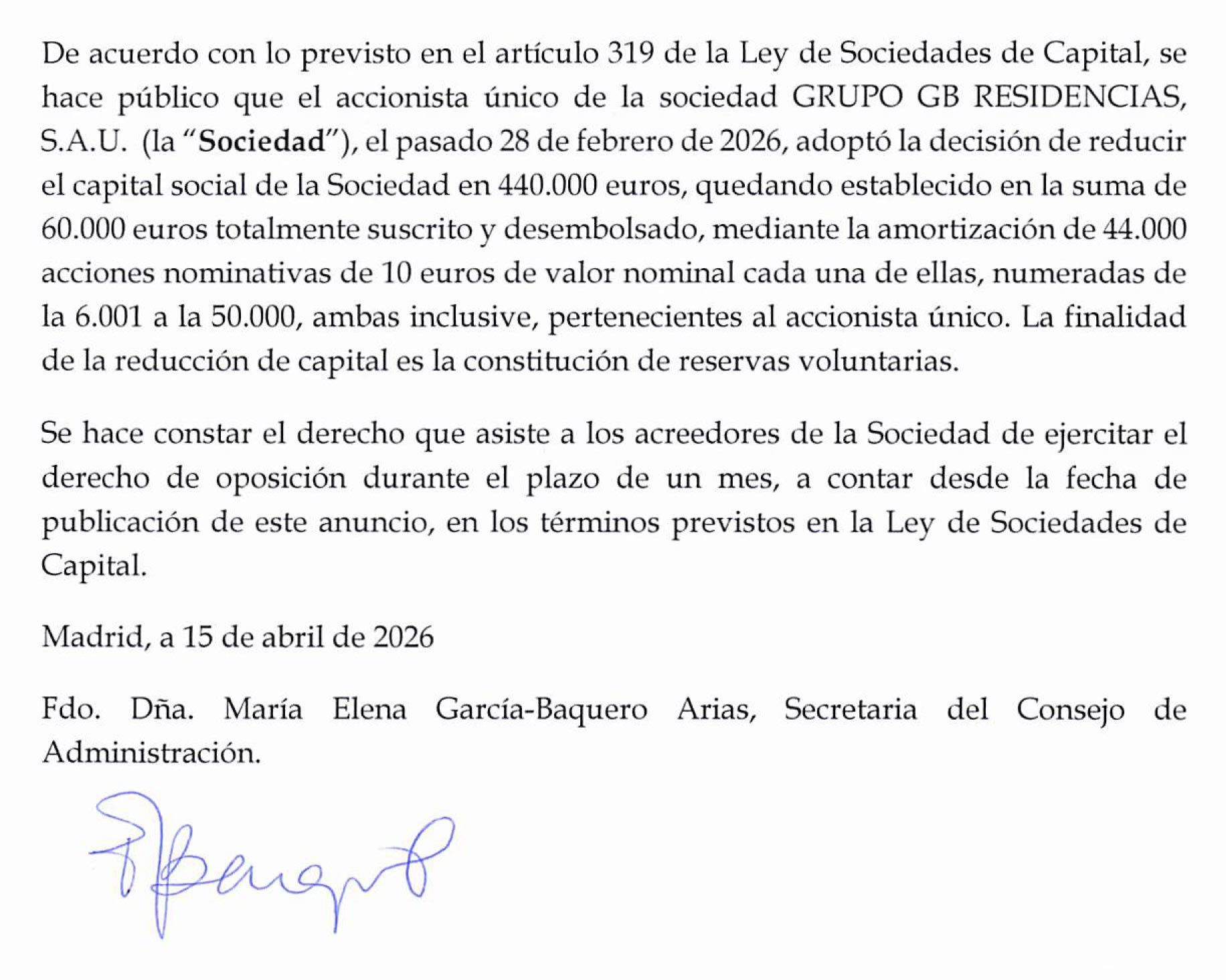 Reducción capital social