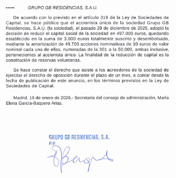 Reducción capital social